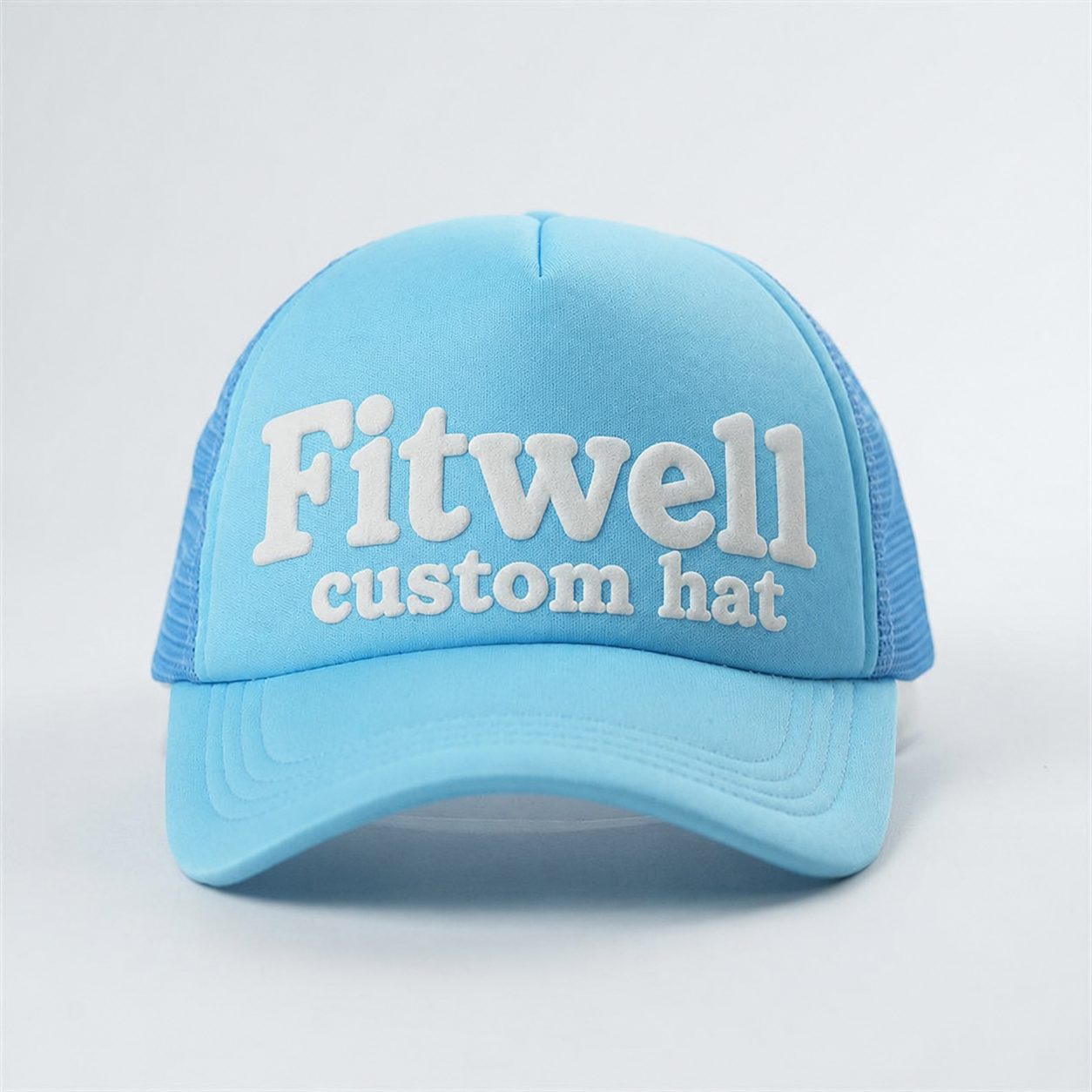 Sky Blue Cash Is King Foam Mesh Trucker Cap with Raised White Lettering