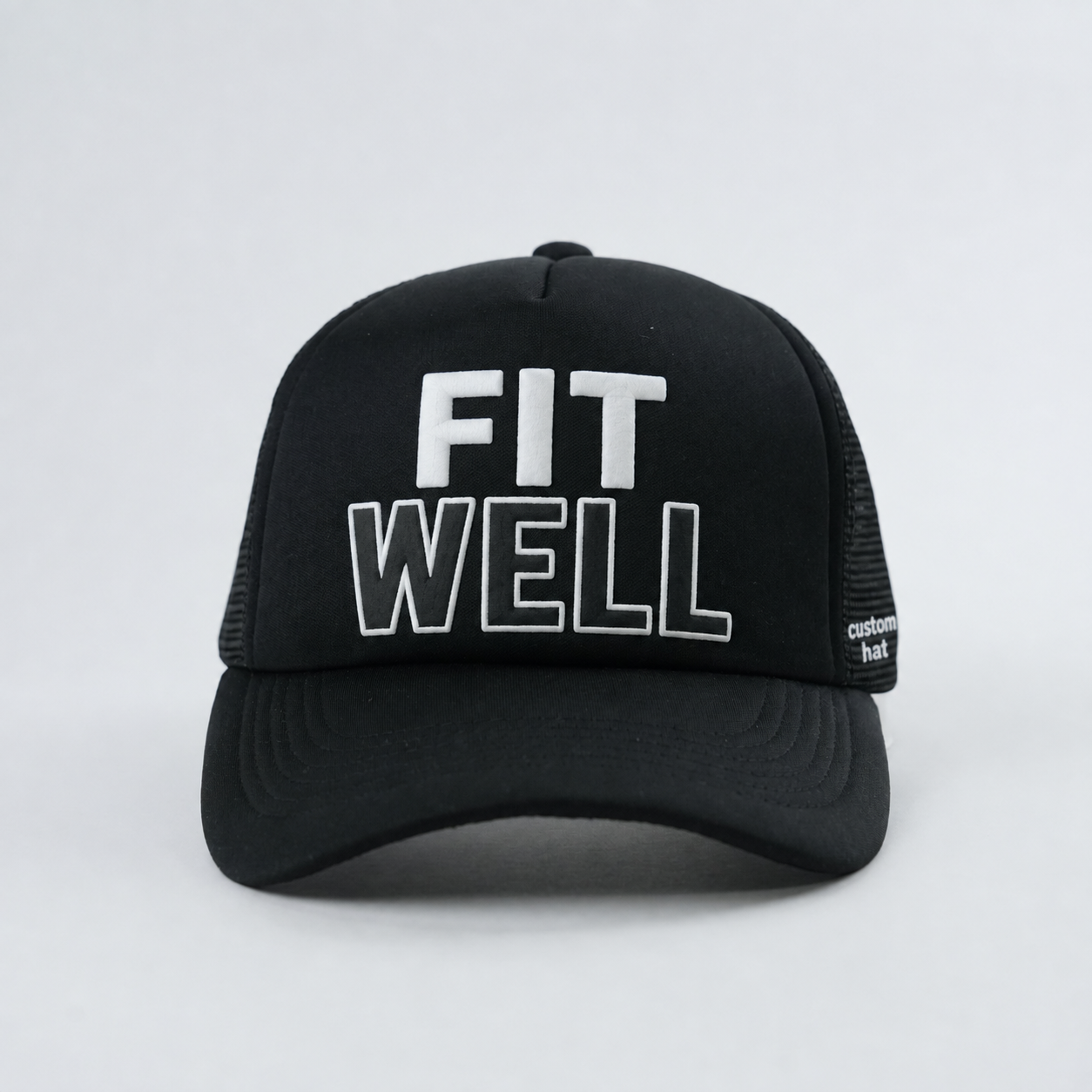 Black RIGHT LANE Raised Letter Mesh Trucker Cap