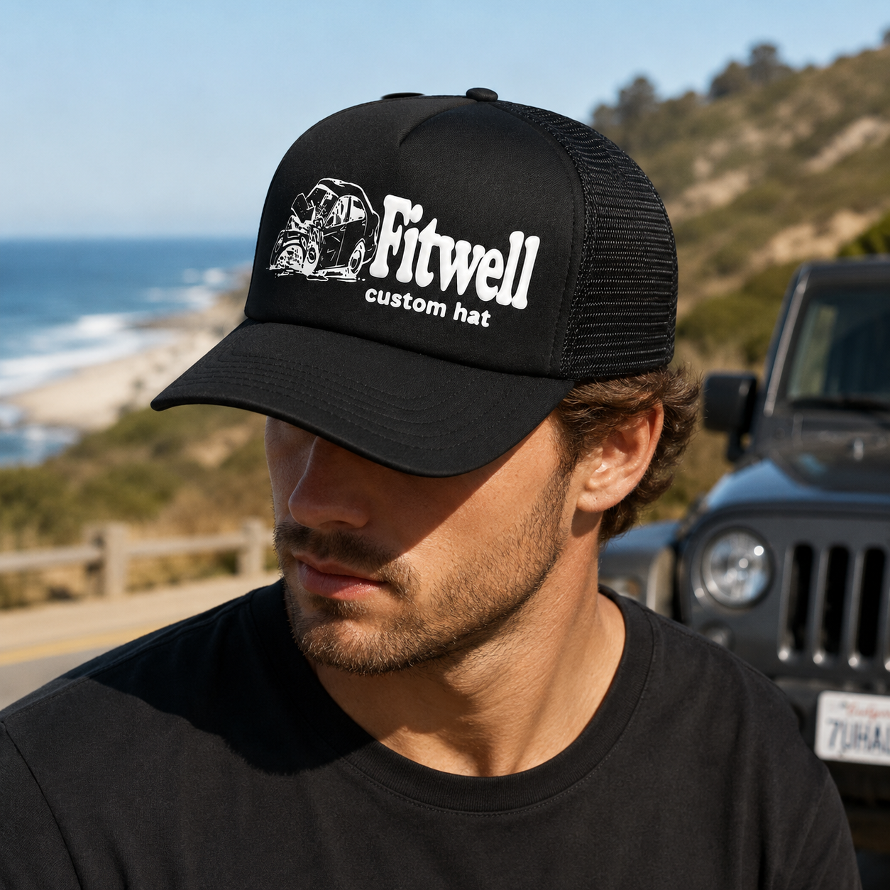 Donut Body & Paint Graphic Black Foam Trucker Cap