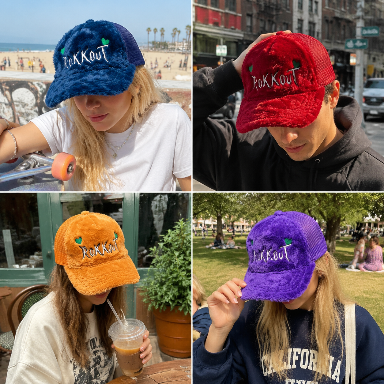 Colorful Plush Velvet Trucker Hat with Embroidered Script Logo, 5 Panel Mesh Back Baseball Cap