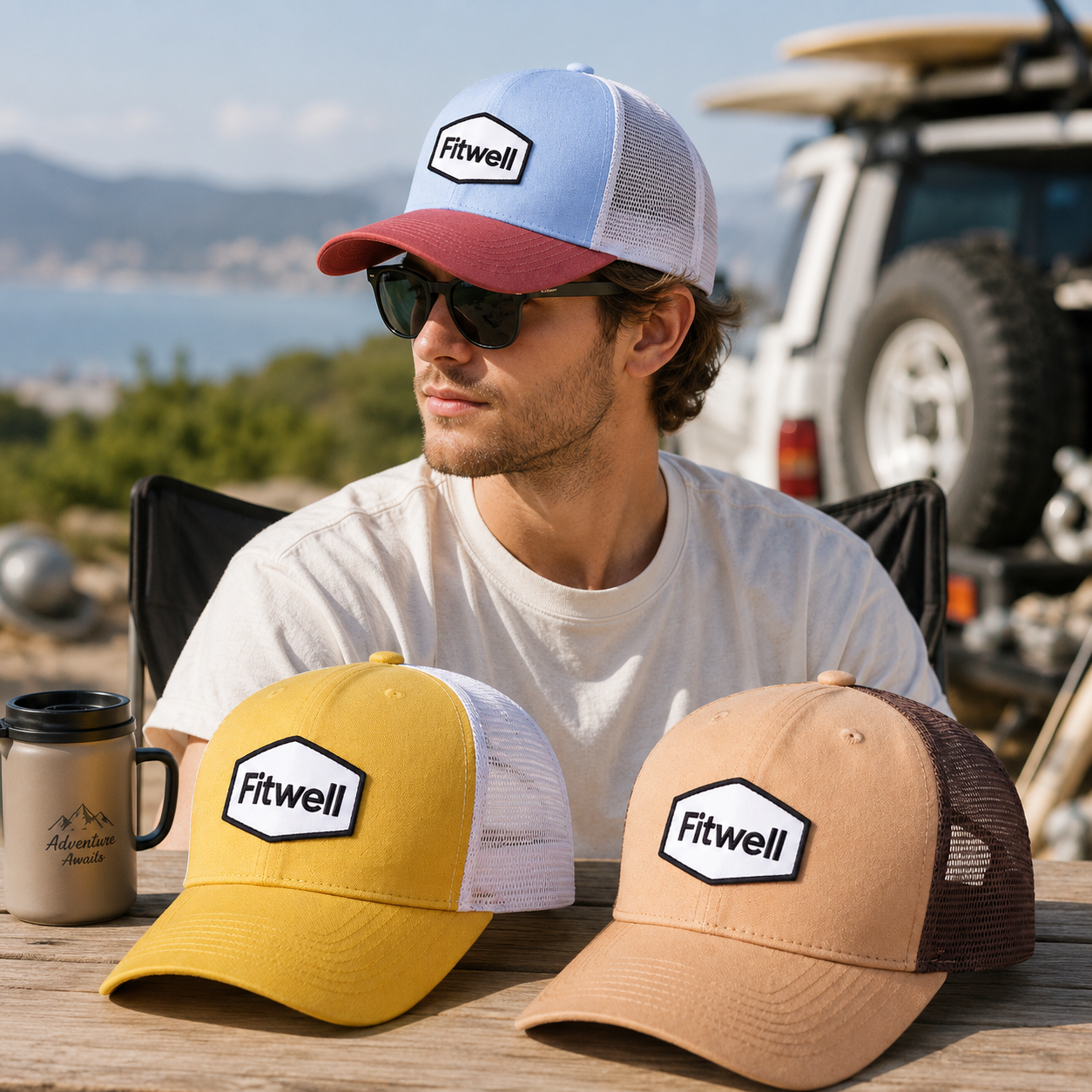 Pastel Color-Block Trucker Caps with Heritage Woven Badge