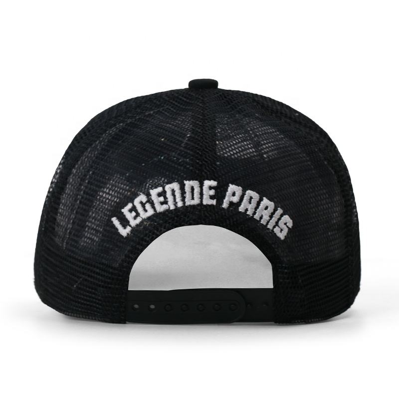 Black Baller Gothic Embroidered Patch Five-Panel Trucker Cap