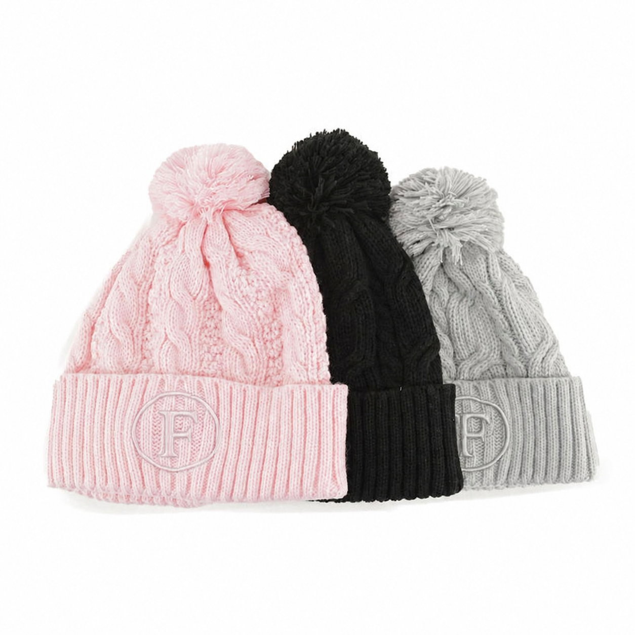 Women's Cable Knit Winter Pom Pom Beanie