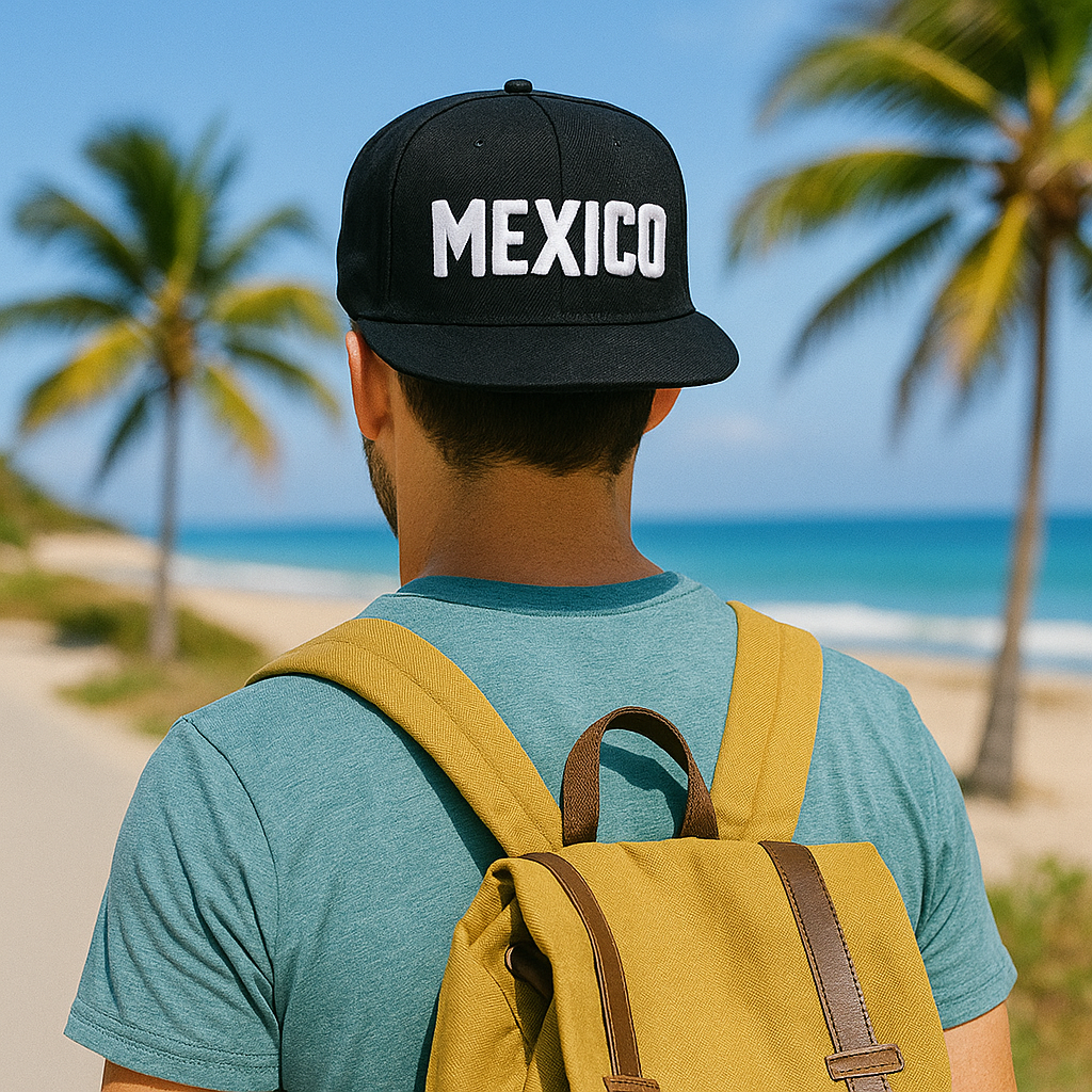 MEXICO Letter Embroidered Snapback Cap