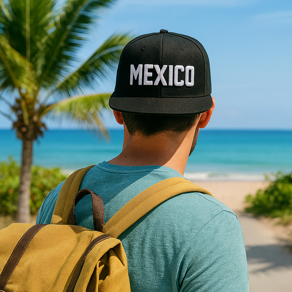 MEXICO Letter Embroidered Snapback Cap