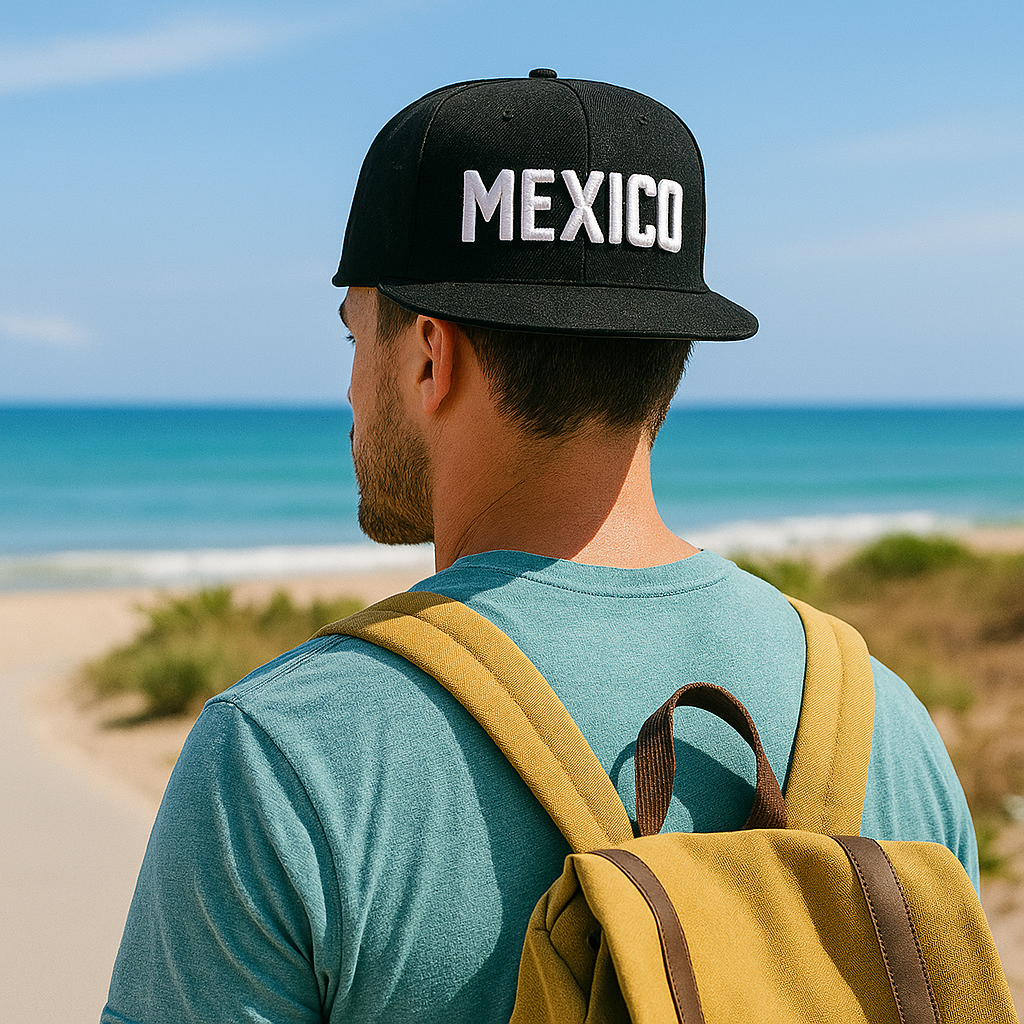 MEXICO Letter Embroidered Snapback Cap