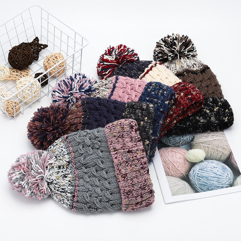 Cozy Cable Knit Cuffed Beanie with Faux Fur Pom Pom (Unisex Winter Hat)
