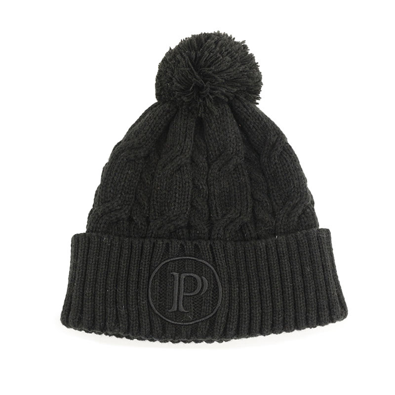 Winter Cable Knit Cuffed Pom Pom Beanie for Women and Men
