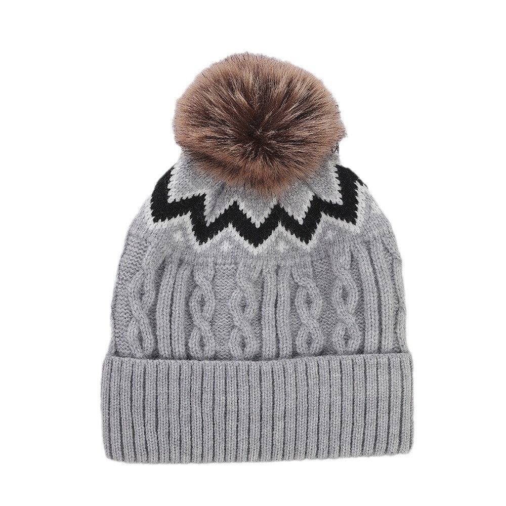 Winter Cable Knit Beanie with Faux Fur Pom – Warm, Soft & Stylish