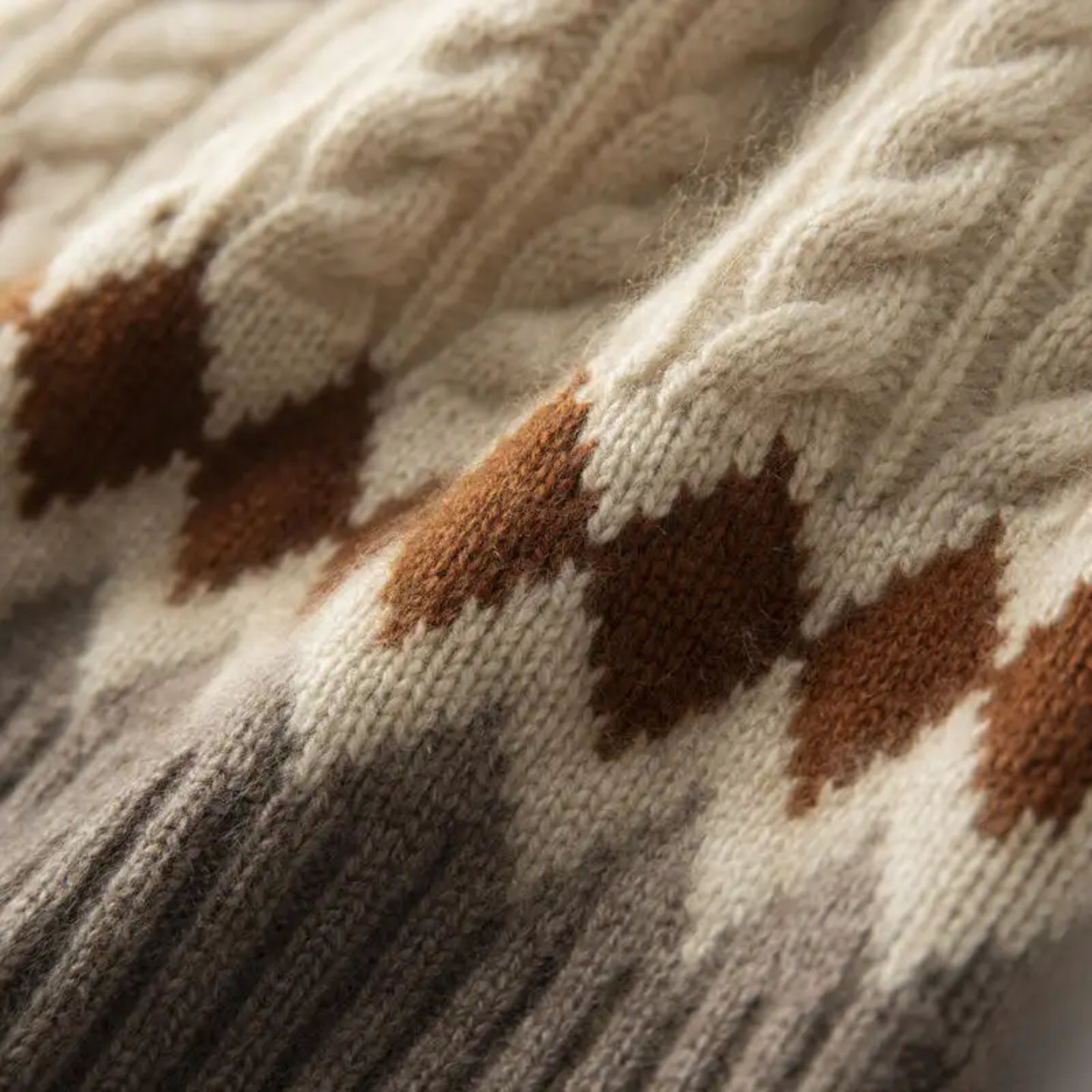 Cable Knit Cuffed Beanie Hat with Faux Fur Pom Pom