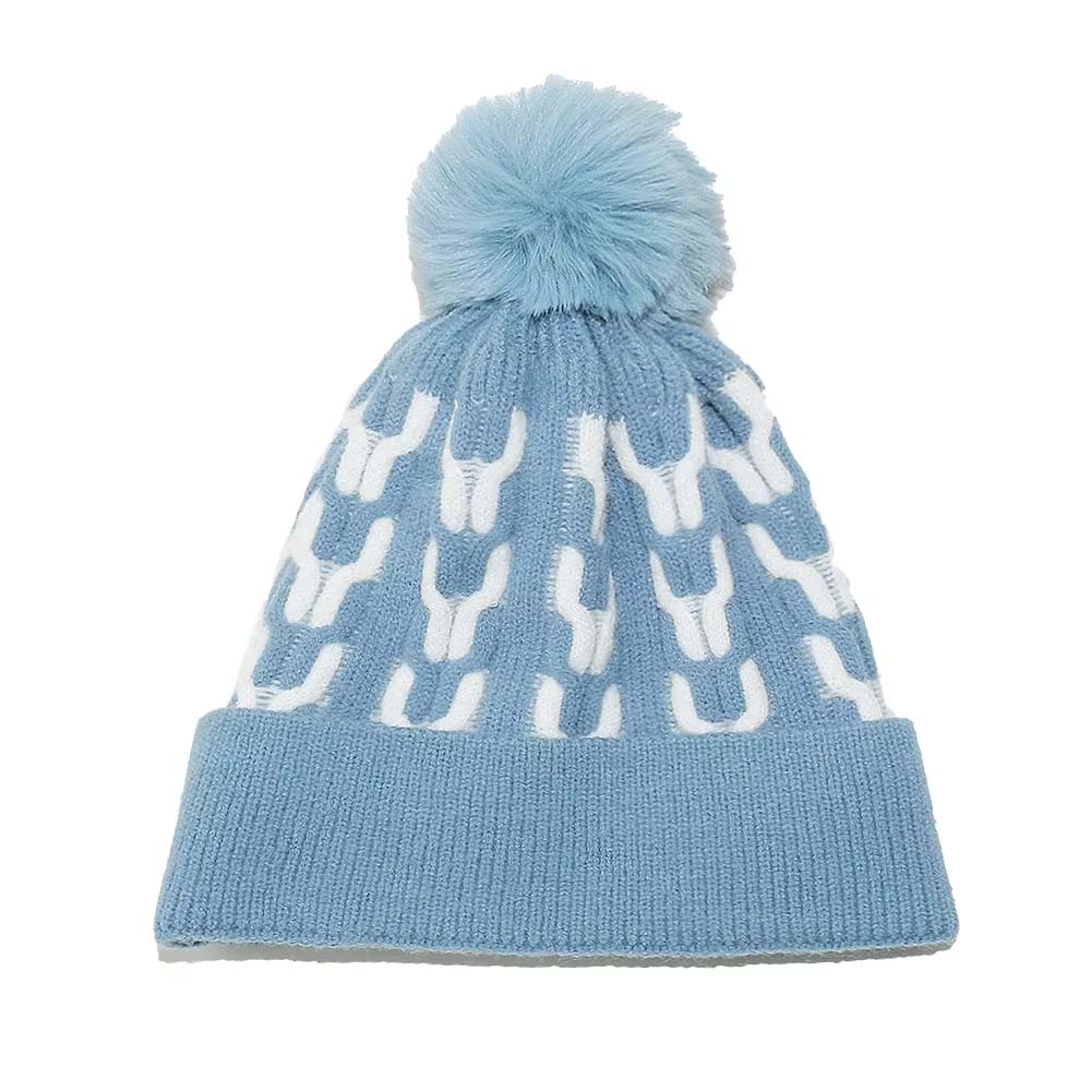 Winter Faux Fur Pom Pom Knitted Beanie Hat for Women Soft Warm Cuffed Skull Cap