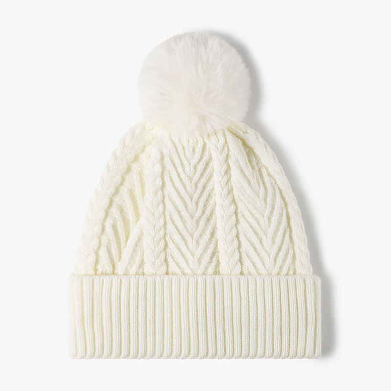Winter Warm Chunky Knit Beanie Hat with Faux Fur Pom – Multiple Colors