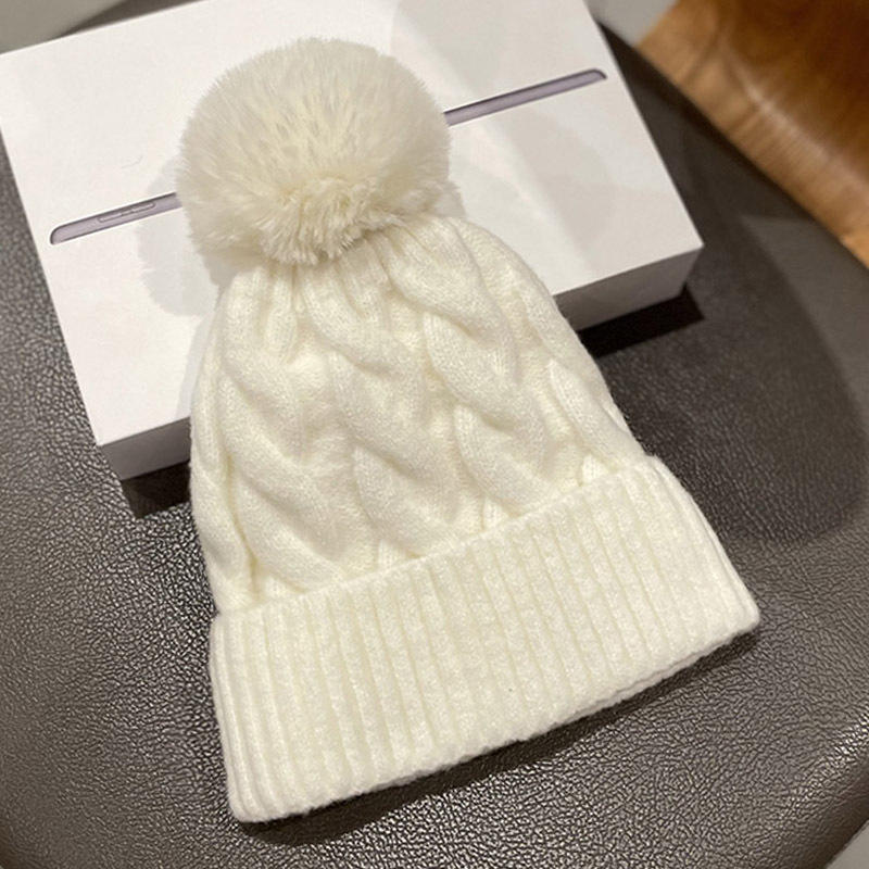 Cable Knit Pom Pom Beanie Winter Warm Cuffed Hat