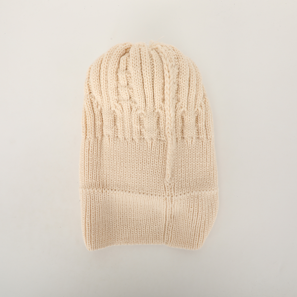 Winter Knit Beanie Hat with Faux Fur Pom and Cuffed Design