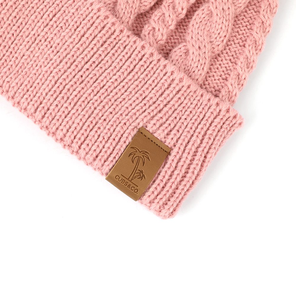 Winter Chunky Knit Beanie with Faux Fur Pom - Multiple Colors