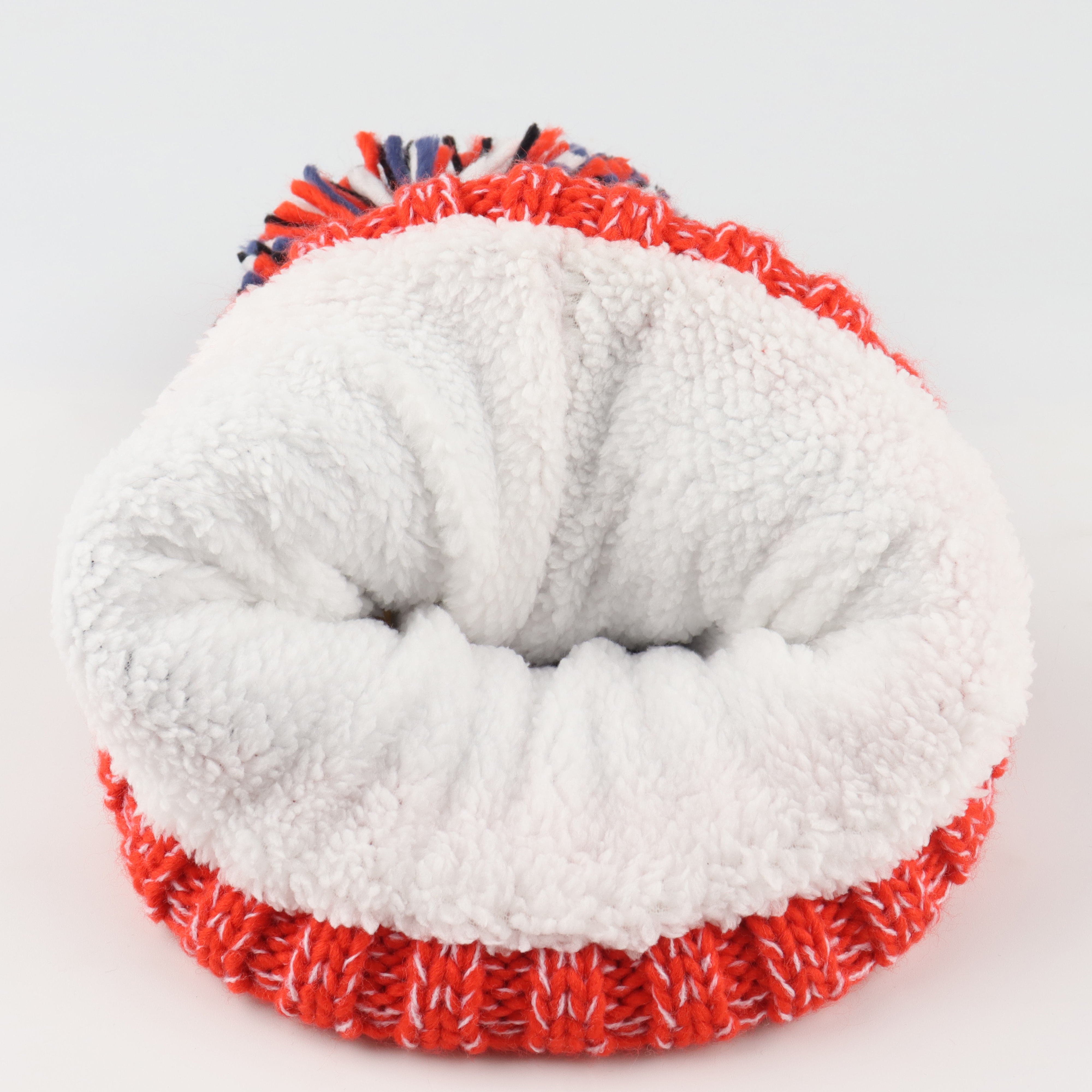 Color Block Cuffed Knit Pom Pom Beanie with Cartoon Patch