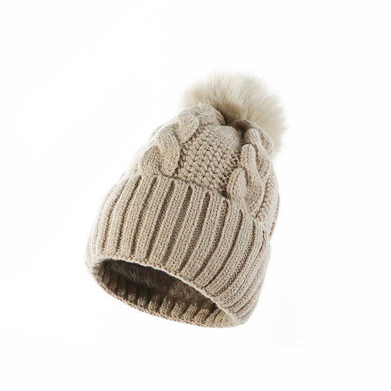Cable Knit Faux Fur Pom Pom Cuffed Winter Beanie Hat – Multi-Color