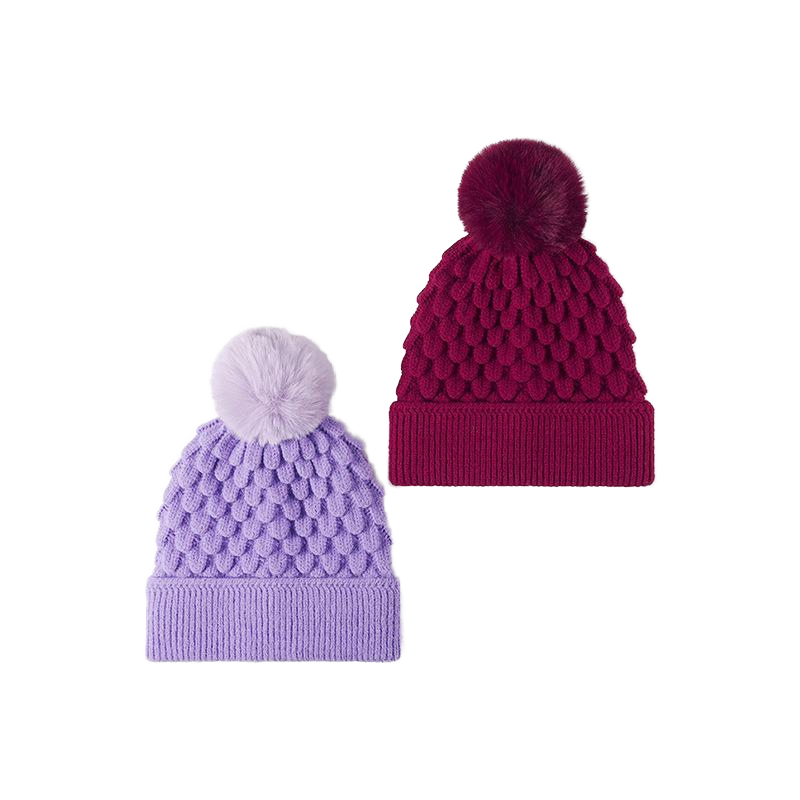 Winter Soft Cable Knit Pom Pom Beanie Hat for Women