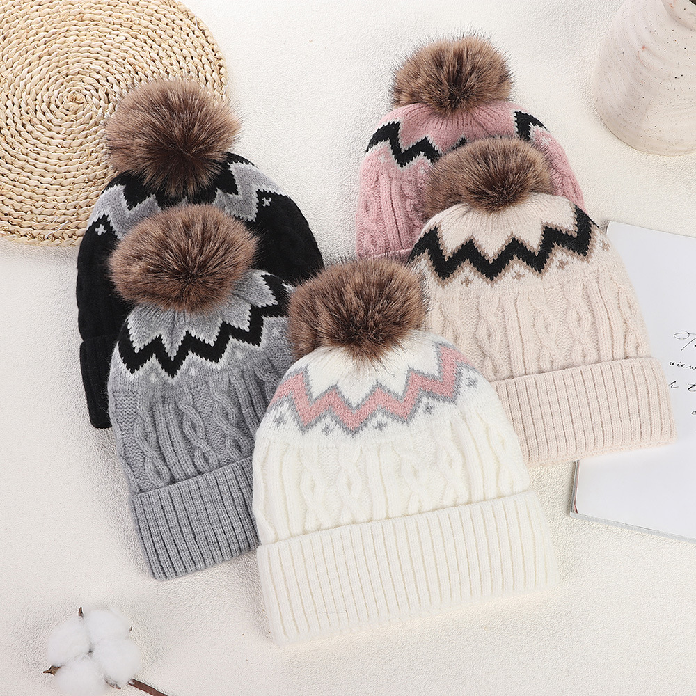 Winter Cable Knit Beanie with Faux Fur Pom – Warm, Soft & Stylish