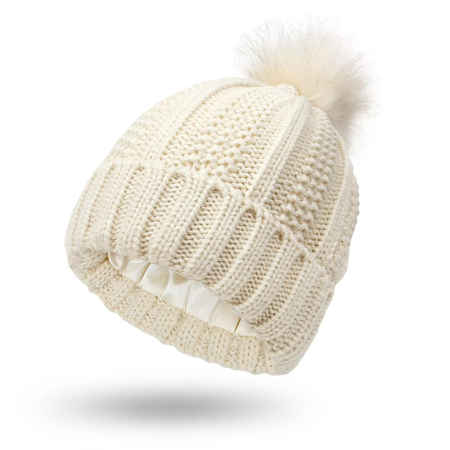Warm Cable Knit Winter Pom Pom Hat – Unisex Snow Beanie Cap
