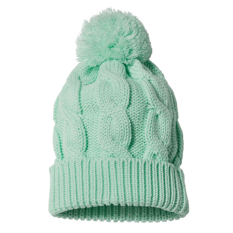Chunky Cable Knit Cuffed Pom Pom Winter Beanie Hat