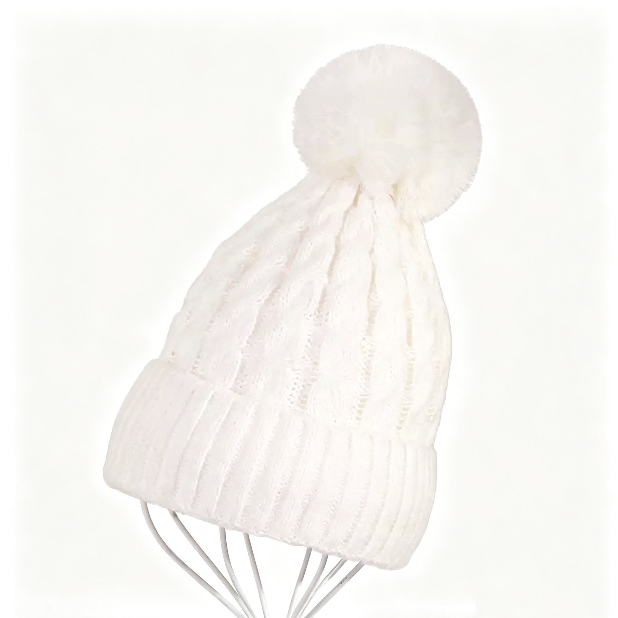 Winter Cable Knit Pom Pom Beanie Hat in Multiple Colors