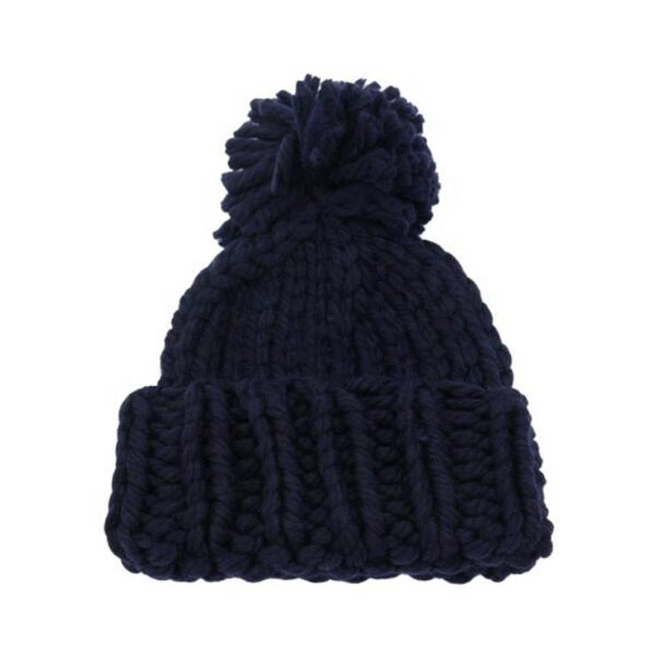Chunky Knit Pom Pom Beanie Winter Warm Cuffed Hat Set