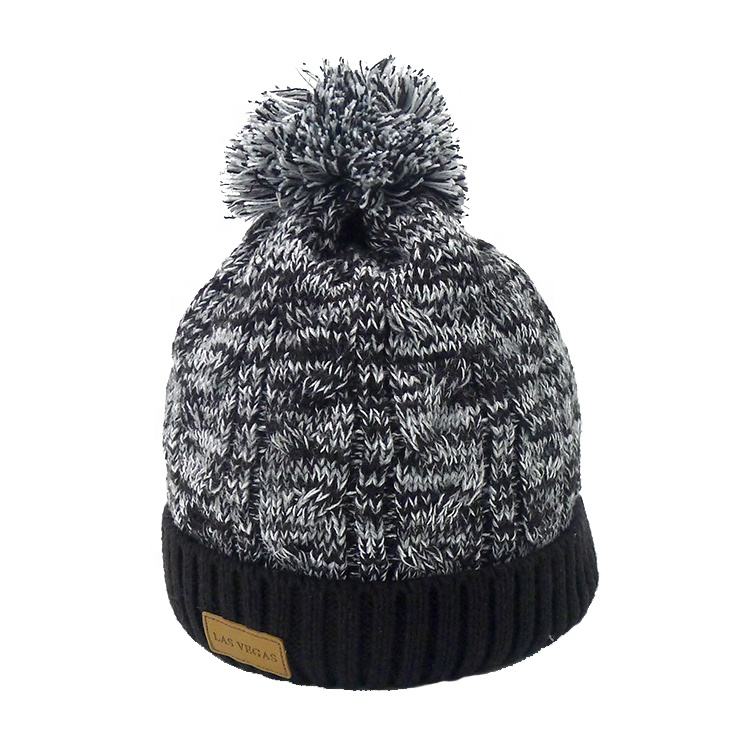 Winter Cable Knit Pom Pom Beanie Hat with Warm Cuffed Design