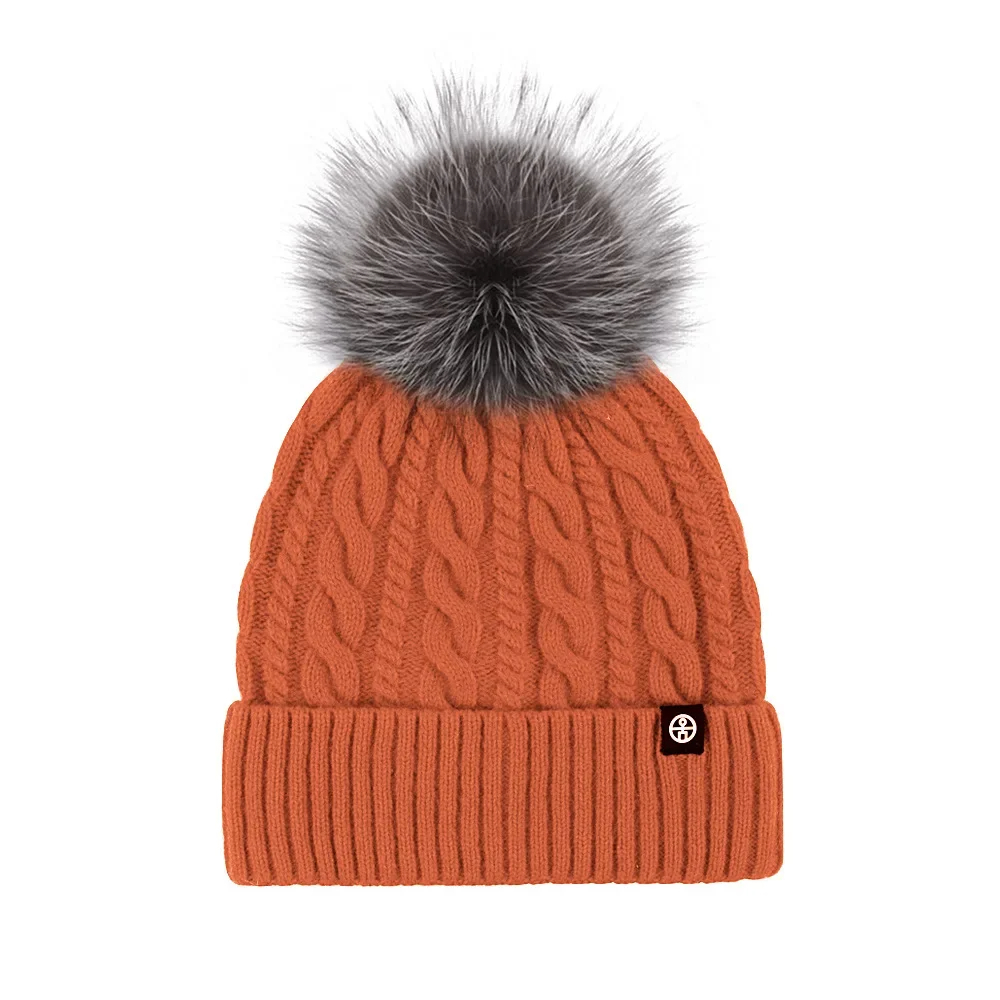 Winter Cable Knit Pom Pom Beanie Hat Soft Warm Cuffed Skull Cap