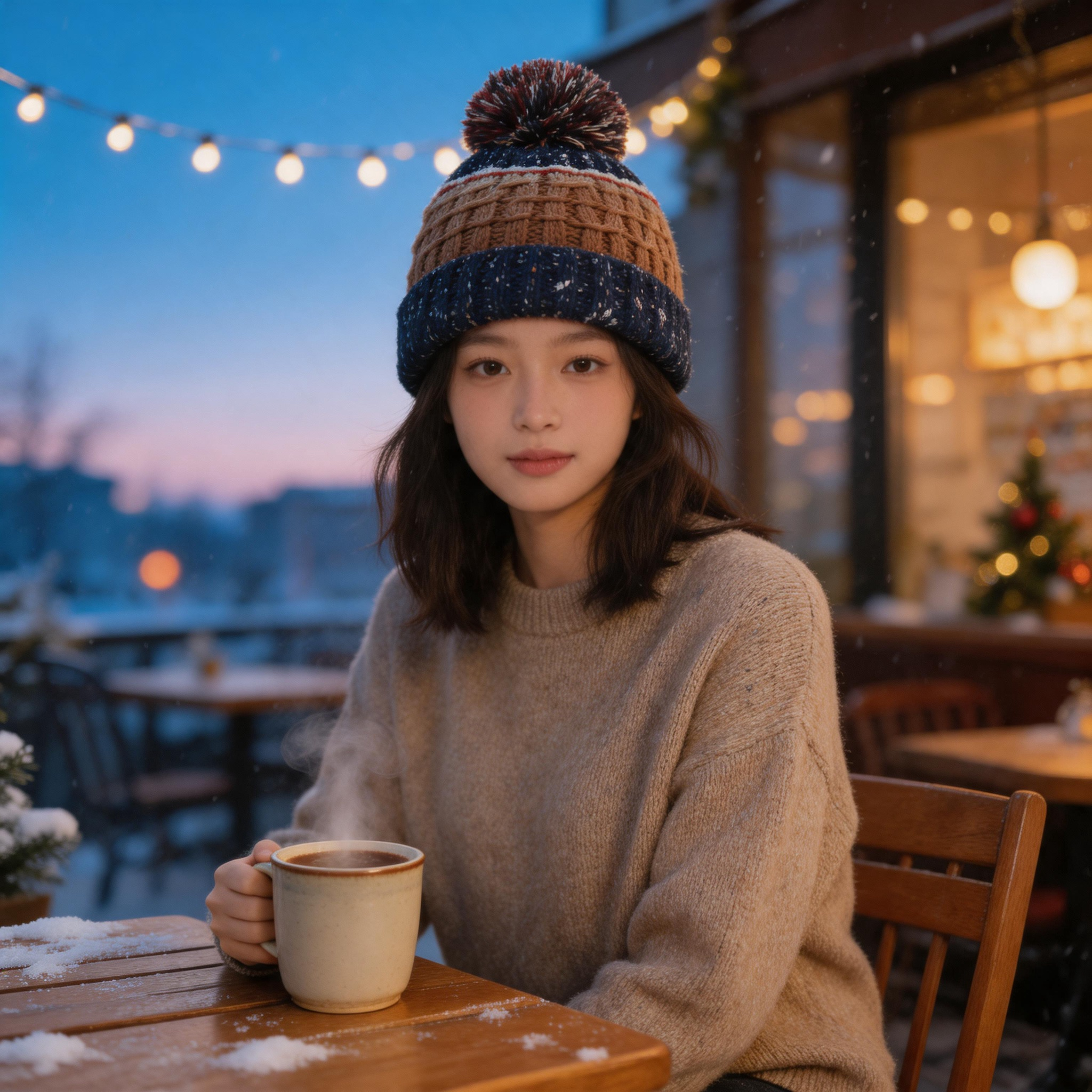 Cozy Chunky Cable Knit Winter Beanie Hat with Faux Fur Pom Pom and Cuffed Design