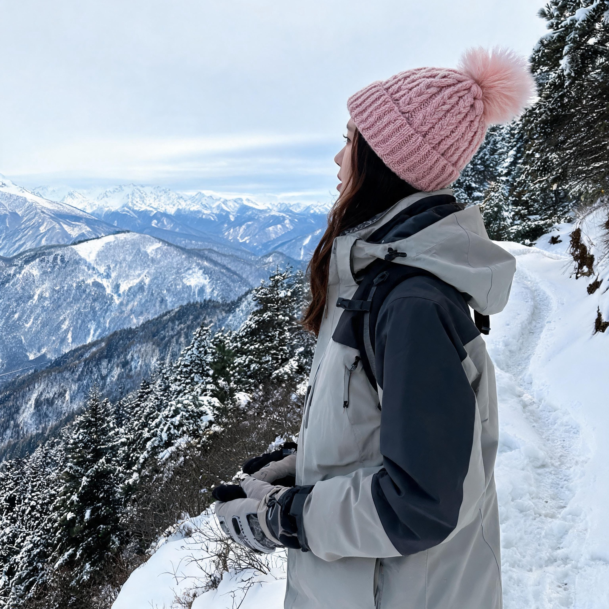 Women's Winter Warm Cable Knit Beanie Hat with Fluffy Faux Fur Pom Pom