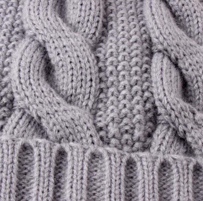 Women's Winter Cable Knit Pom Pom Beanie with Faux Fur Ball