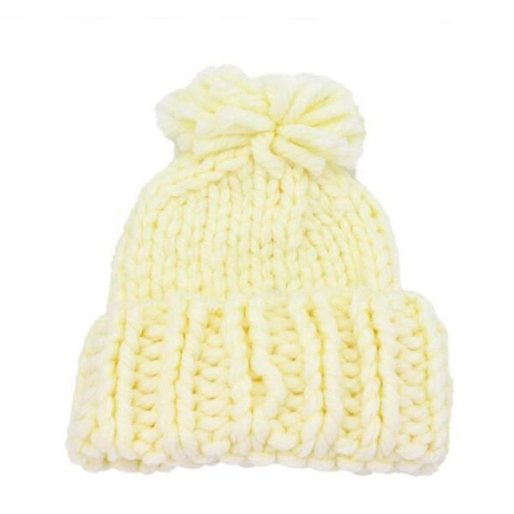 Chunky Knit Pom Pom Beanie Winter Warm Cuffed Hat Set