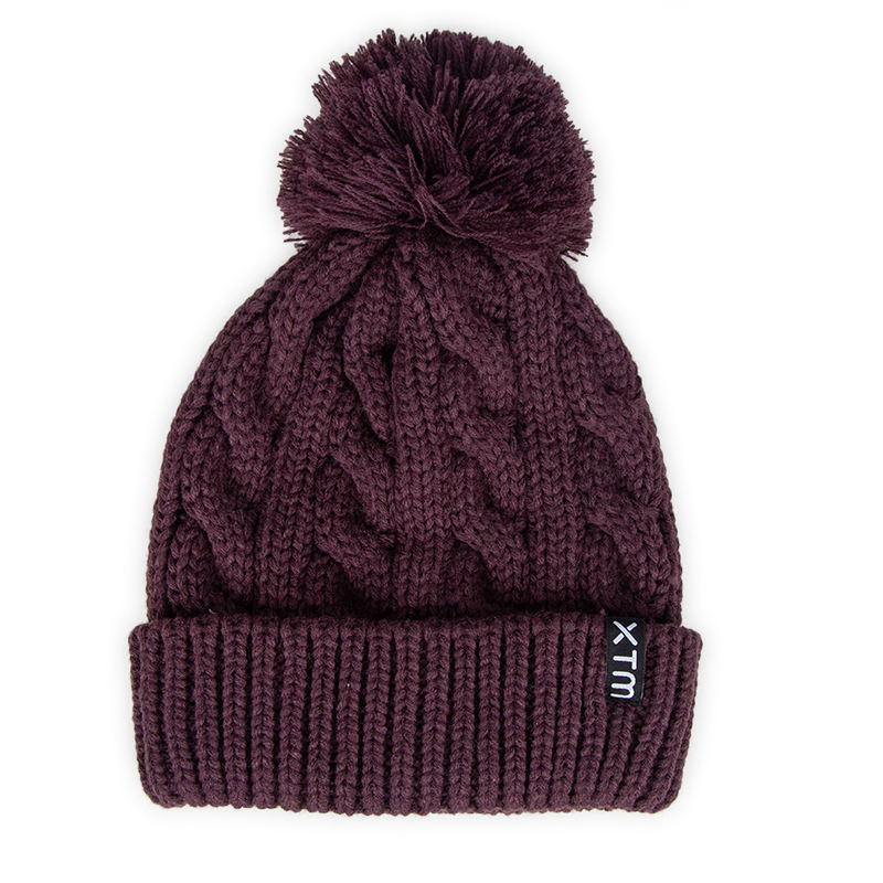 Chunky Cable Knit Cuffed Pom Pom Winter Beanie Hat