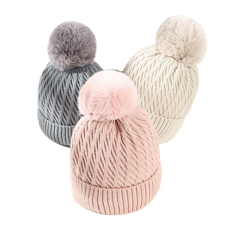 Women's Winter Cable Knit Beanie Hat with Faux Fur Pom Pom, Warm Soft Cuffed Knitted Cap