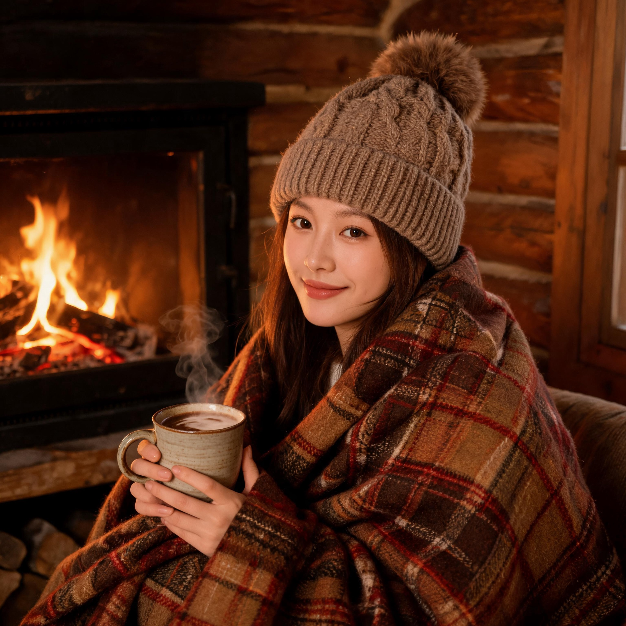 Women's Cable Knit Pom Pom Beanie Winter Warm Cuffed Ribbed Hat in Assorted Colors