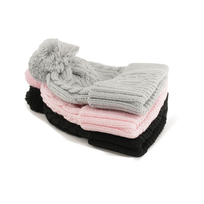Winter Cable Knit Cuffed Pom Pom Beanie for Women and Men