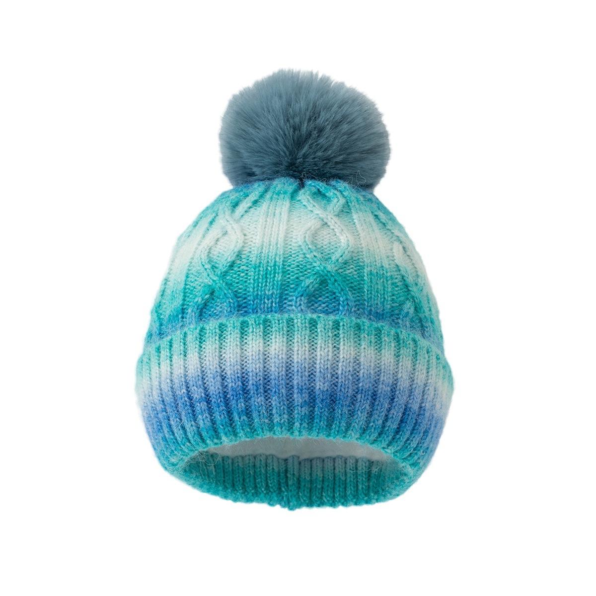 Thick Cable Knit Cuffed Beanie with Faux Fur Pom Pom