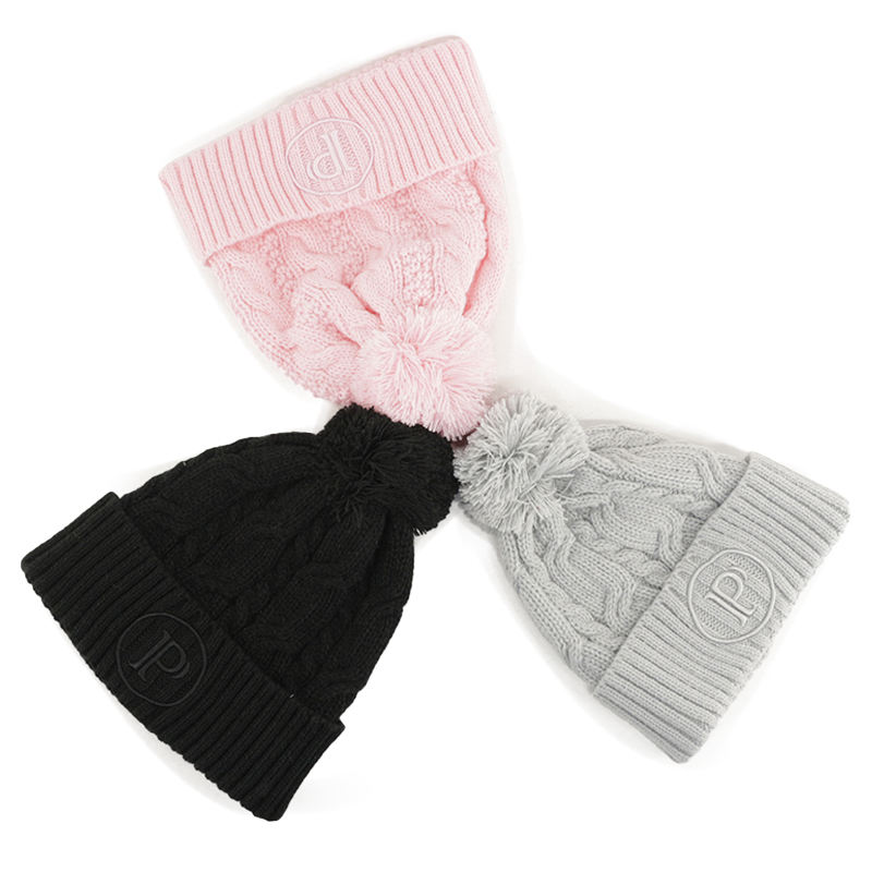 Winter Cable Knit Cuffed Pom Pom Beanie for Women and Men