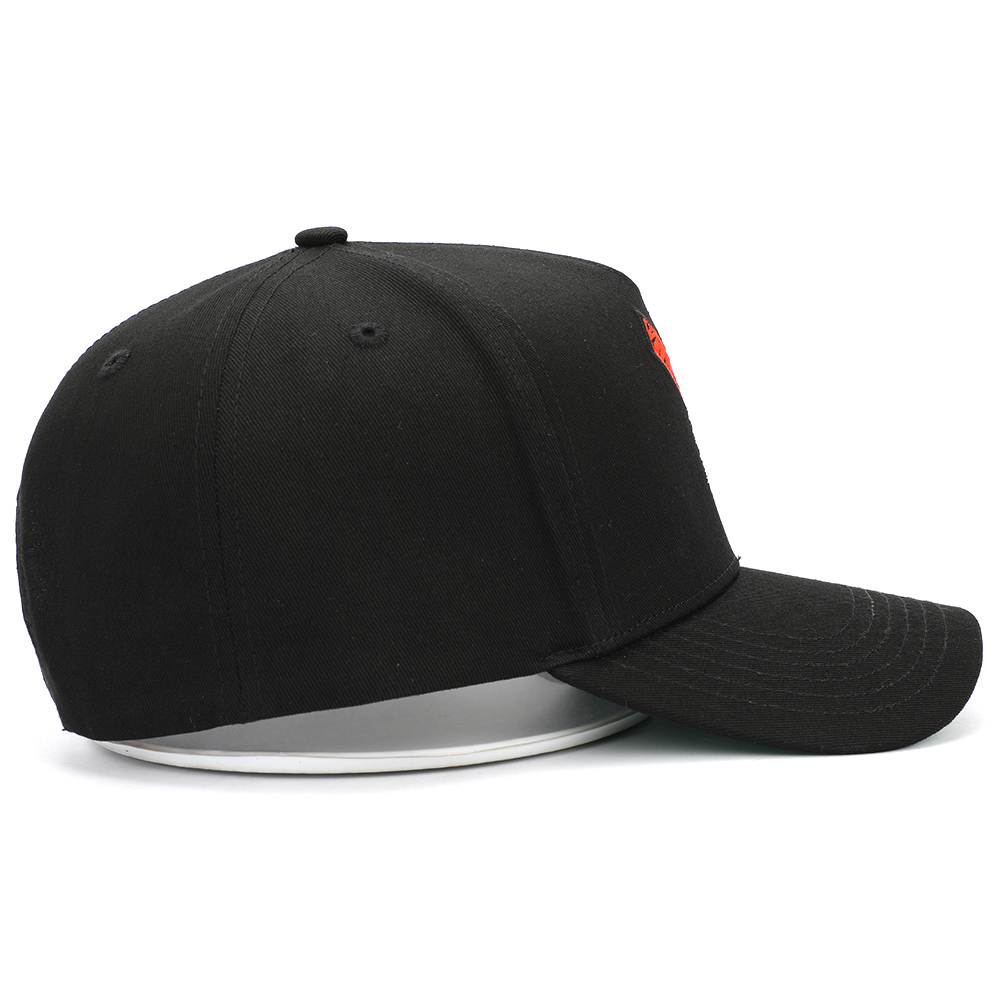 Black Cotton Twill Baseball Cap with 3D Embroidered Logo Adjustable Casual Hat