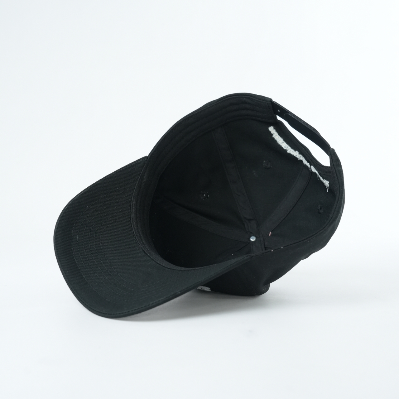 Black 5 Panel Cotton Twill Baseball Cap with 3D Embroidered Logo Casual Adjustable Hat