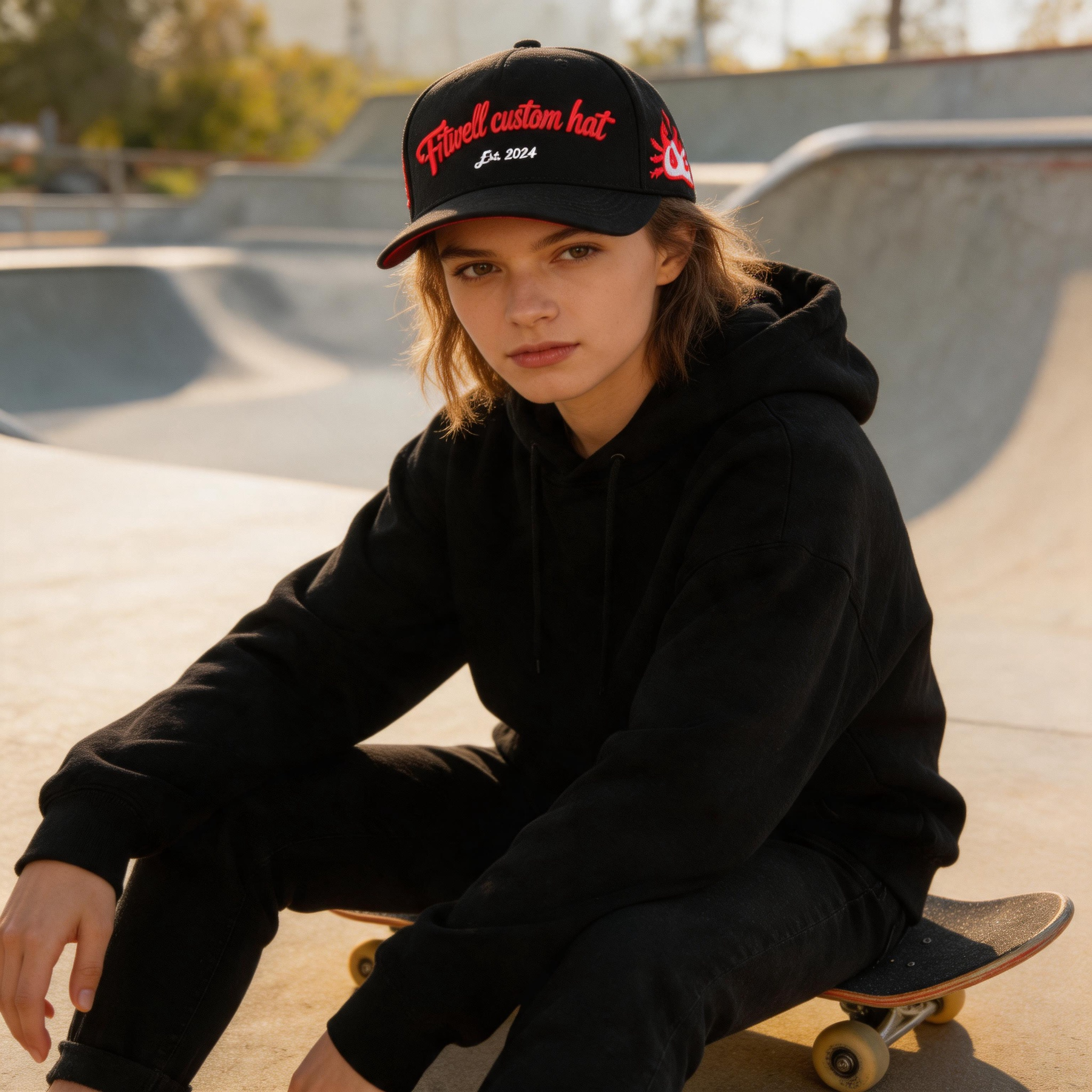 Fresh Catch Script Embroidered Black Baseball Cap