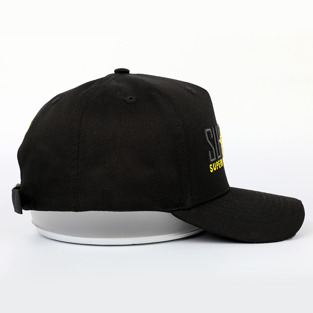 Black Cotton Twill Baseball Cap with Star Letter Embroidery