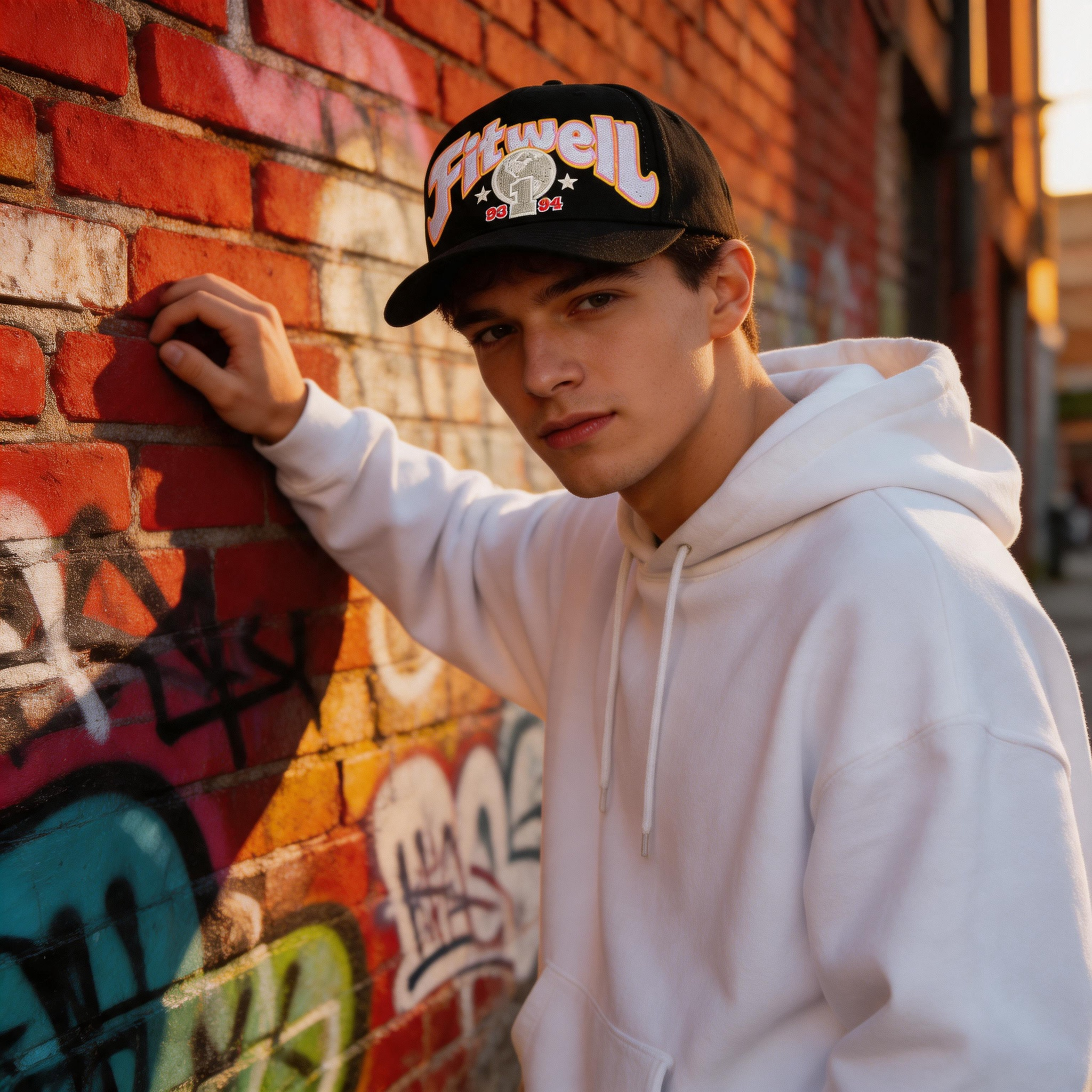 World Champions 93 94 Black Cotton Twill 5-Panel Baseball Cap with Oversized Multicolor 3D Embroidery and Curved Brim