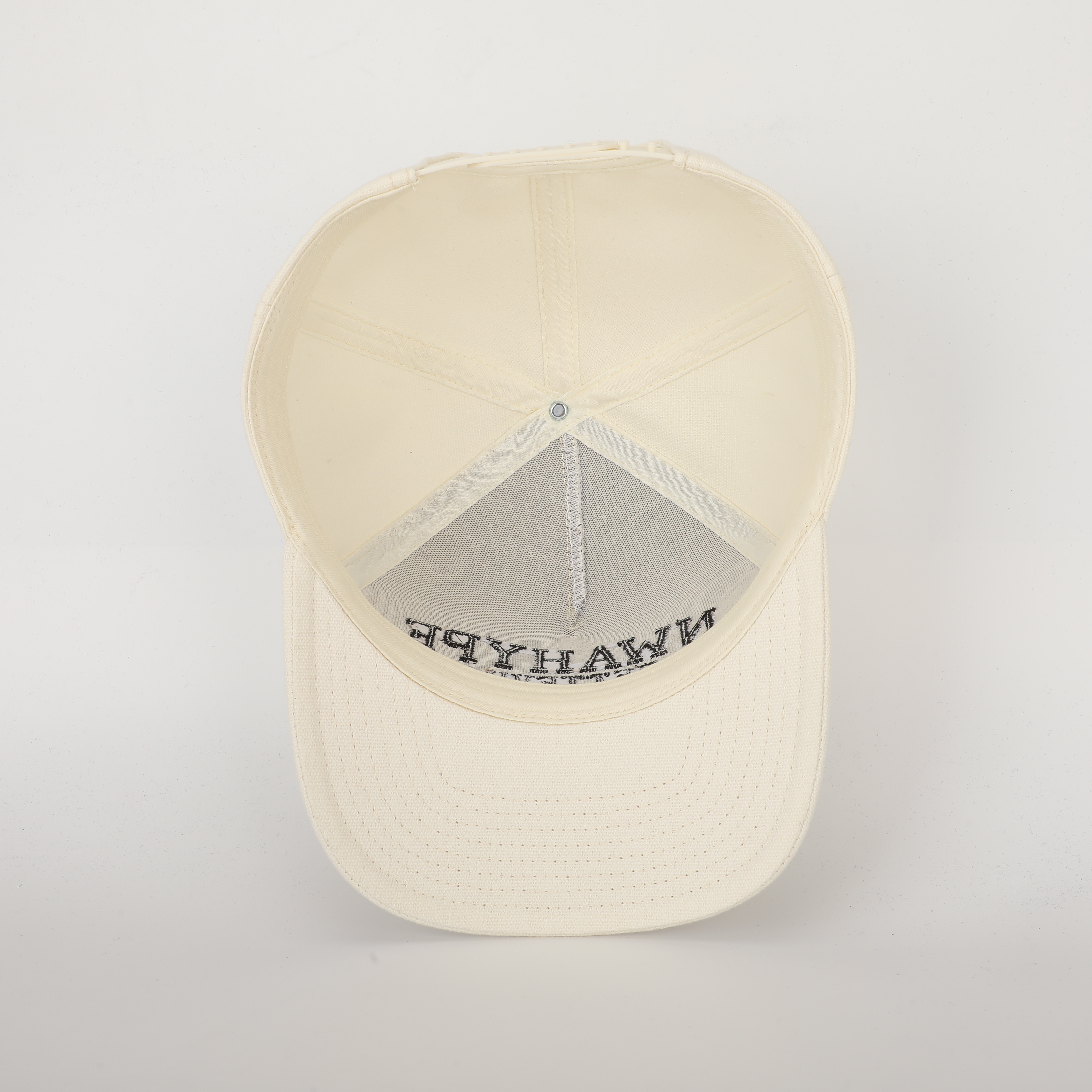 NWAHYPE Fayetteville Cream Cotton Twill 5-Panel Baseball Cap with Black Embroidered Lettering and Curved Brim