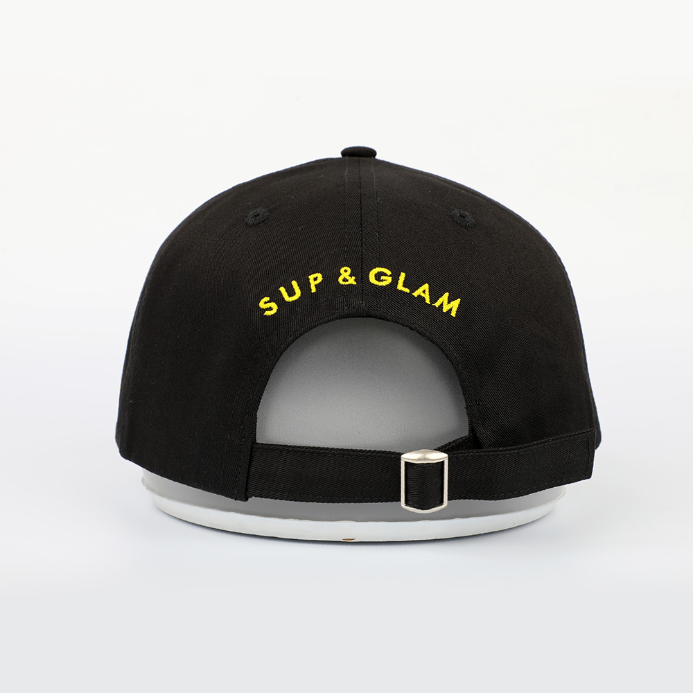 Black Cotton Twill Baseball Cap with Star Letter Embroidery