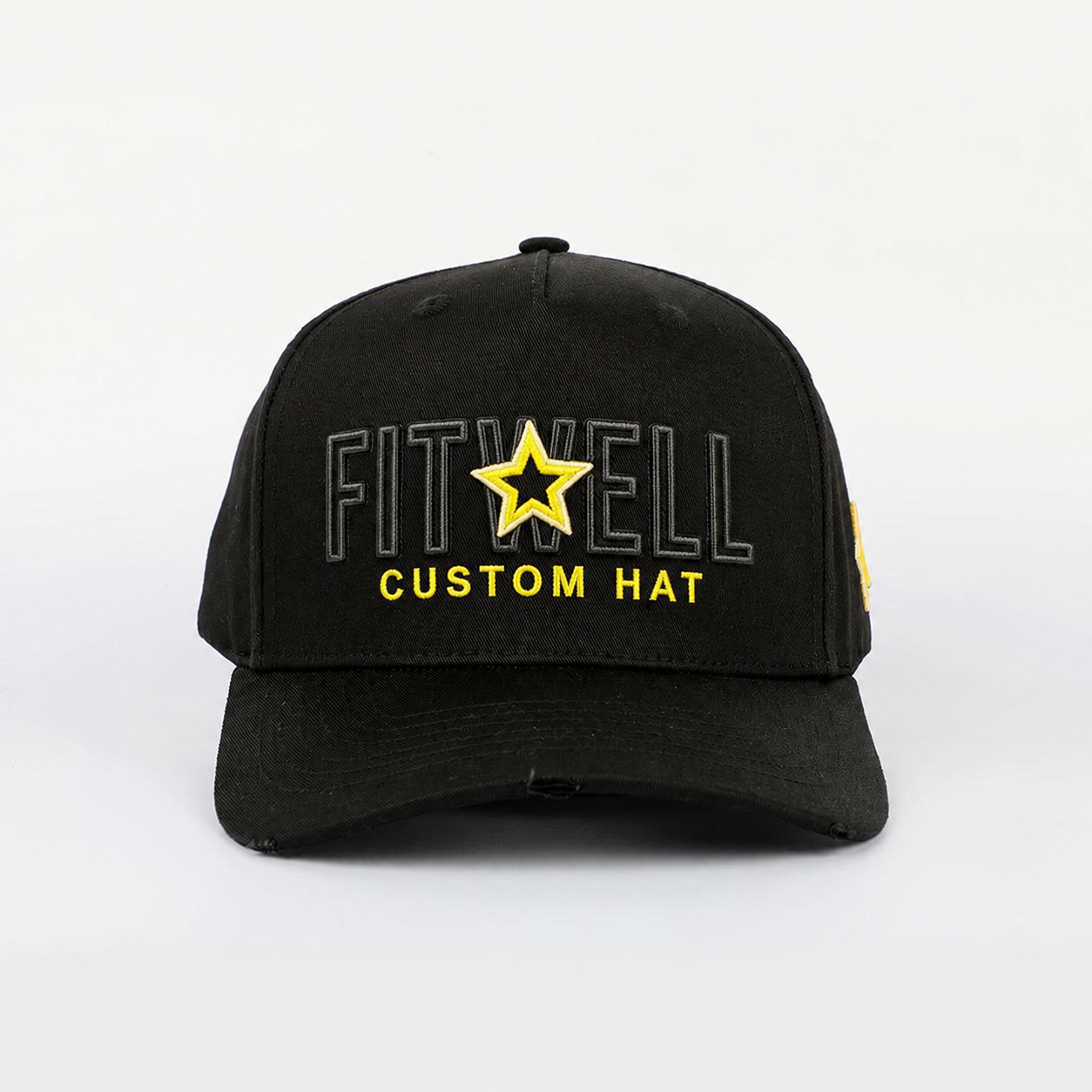 Black Cotton Twill Baseball Cap with Star Letter Embroidery