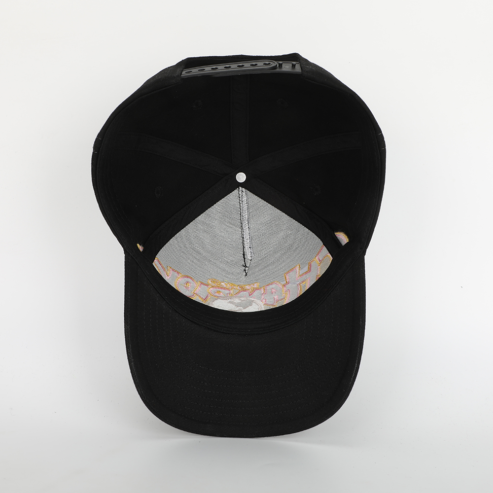 World Champions 93 94 Black Cotton Twill 5-Panel Baseball Cap with Oversized Multicolor 3D Embroidery and Curved Brim