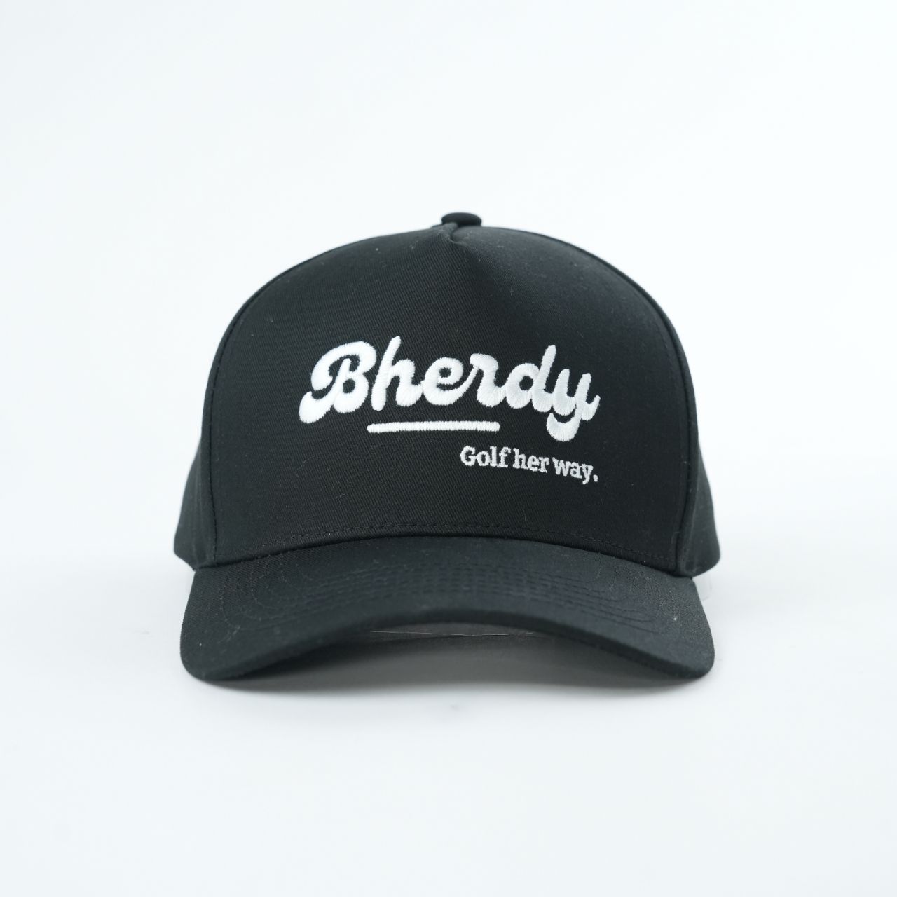 Black 5 Panel Cotton Twill Baseball Cap with 3D Embroidered Logo Casual Adjustable Hat