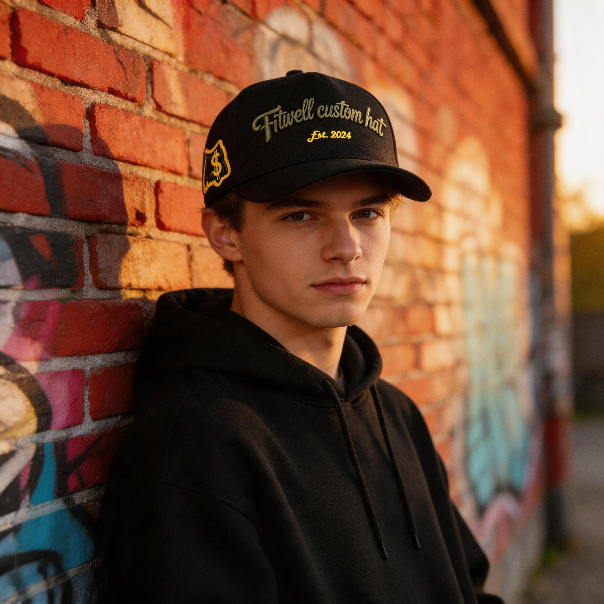 Fresh Catch Script Embroidered Black Baseball Cap